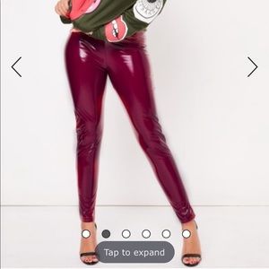 Wine vinyl leggings new
